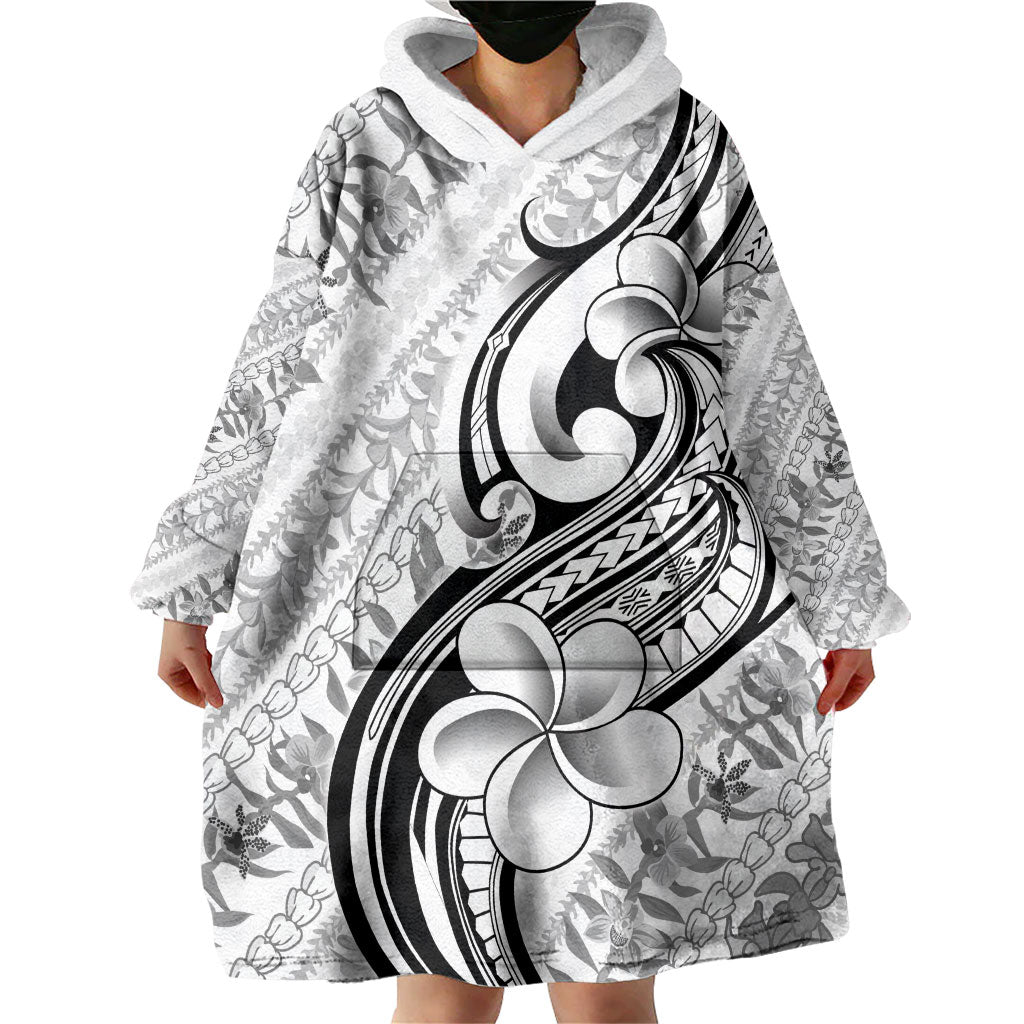 Hawaii Plumeria Lokelani Pikake Lei Wearable Blanket Hoodie Ele'ele Polynesian Tattoo LT9 - Polynesian Pride
