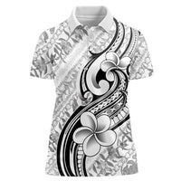 Hawaii Plumeria Lokelani Pikake Lei Women Polo Shirt Ele'ele Polynesian Tattoo
