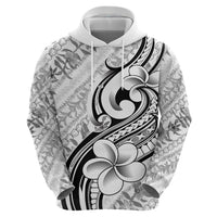 Hawaii Plumeria Lokelani Pikake Lei Zip Hoodie Ele'ele Polynesian Tattoo
