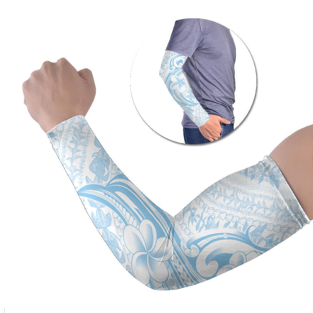 Hawaii Plumeria Lokelani Pikake Lei Arm Sleeves Uliuli Polynesian Tattoo LT9 Set of 2 Blue - Polynesian Pride