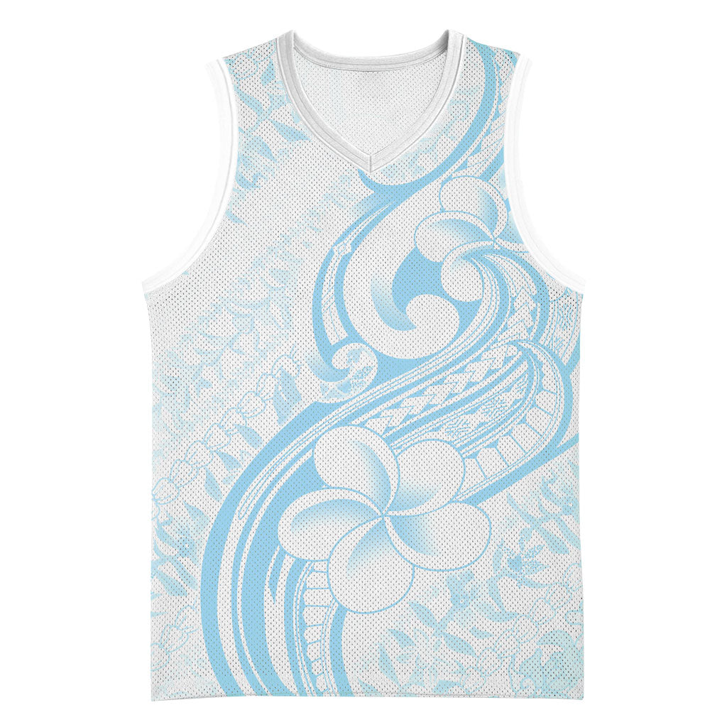 Hawaii Plumeria Lokelani Pikake Lei Basketball Jersey Uliuli Polynesian Tattoo LT9 Unisex Blue - Polynesian Pride