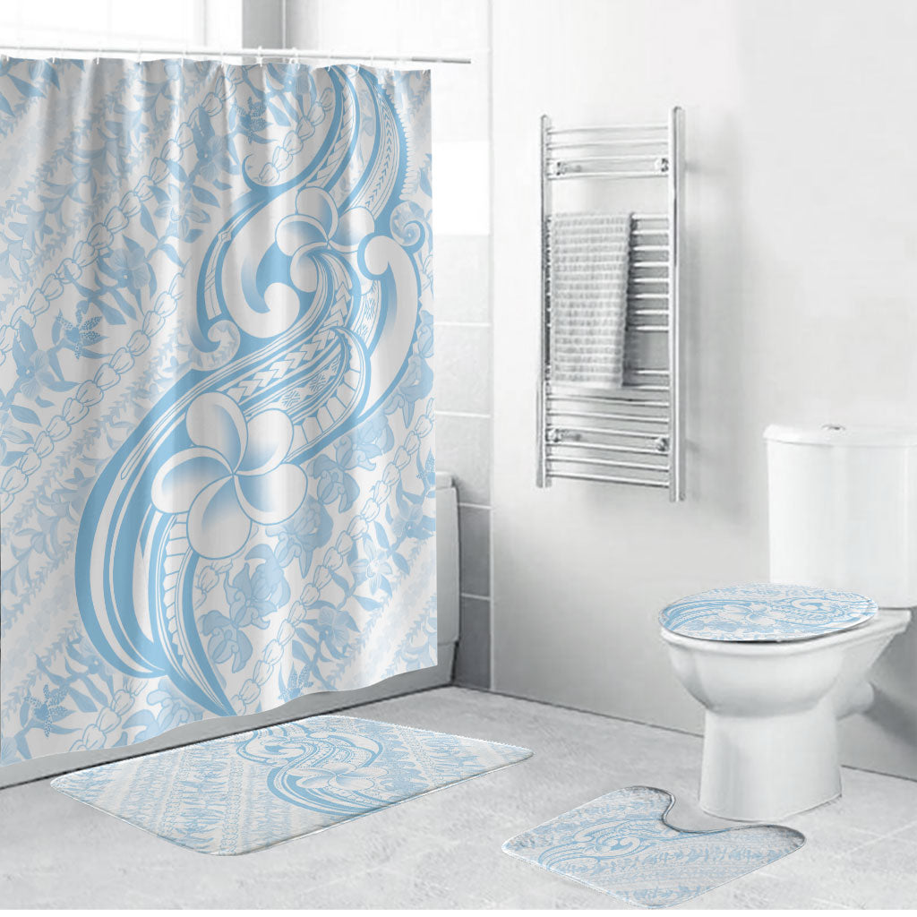 Hawaii Plumeria Lokelani Pikake Lei Bathroom Set Uliuli Polynesian Tattoo LT9 Bathroom Set (4 pcs) Blue - Polynesian Pride