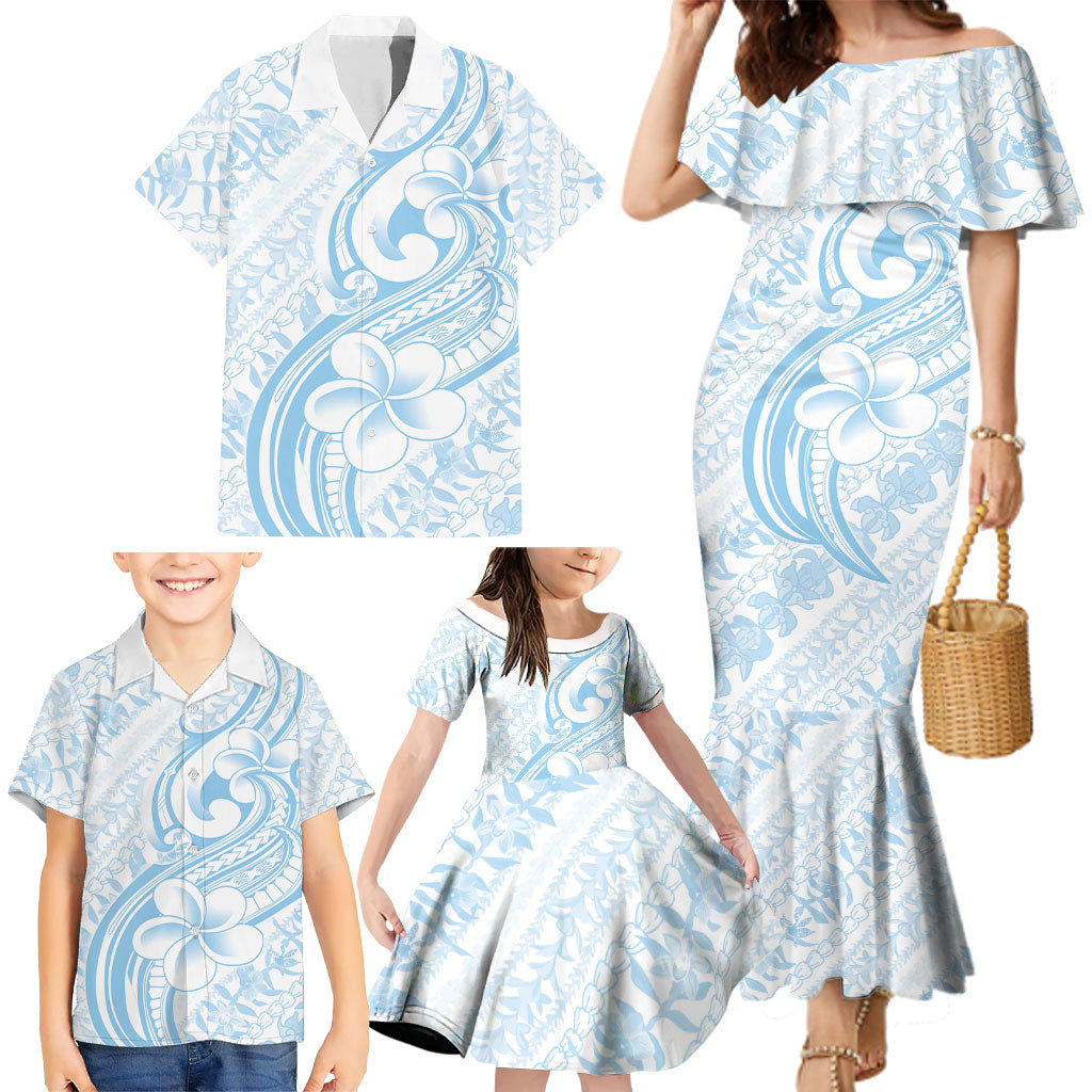Hawaii Plumeria Lokelani Pikake Lei Family Matching Mermaid Dress and Hawaiian Shirt Uliuli Polynesian Tattoo LT9 - Polynesian Pride