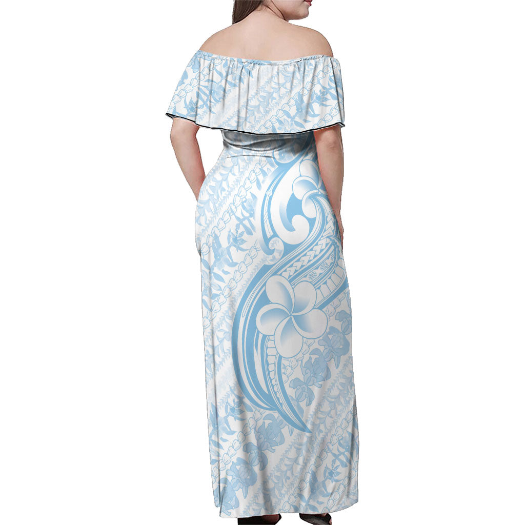 Hawaii Plumeria Lokelani Pikake Lei Family Matching Off Shoulder Maxi Dress and Hawaiian Shirt Uliuli Polynesian Tattoo