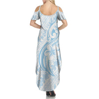 Hawaii Plumeria Lokelani Pikake Lei Family Matching Summer Maxi Dress and Hawaiian Shirt Uliuli Polynesian Tattoo