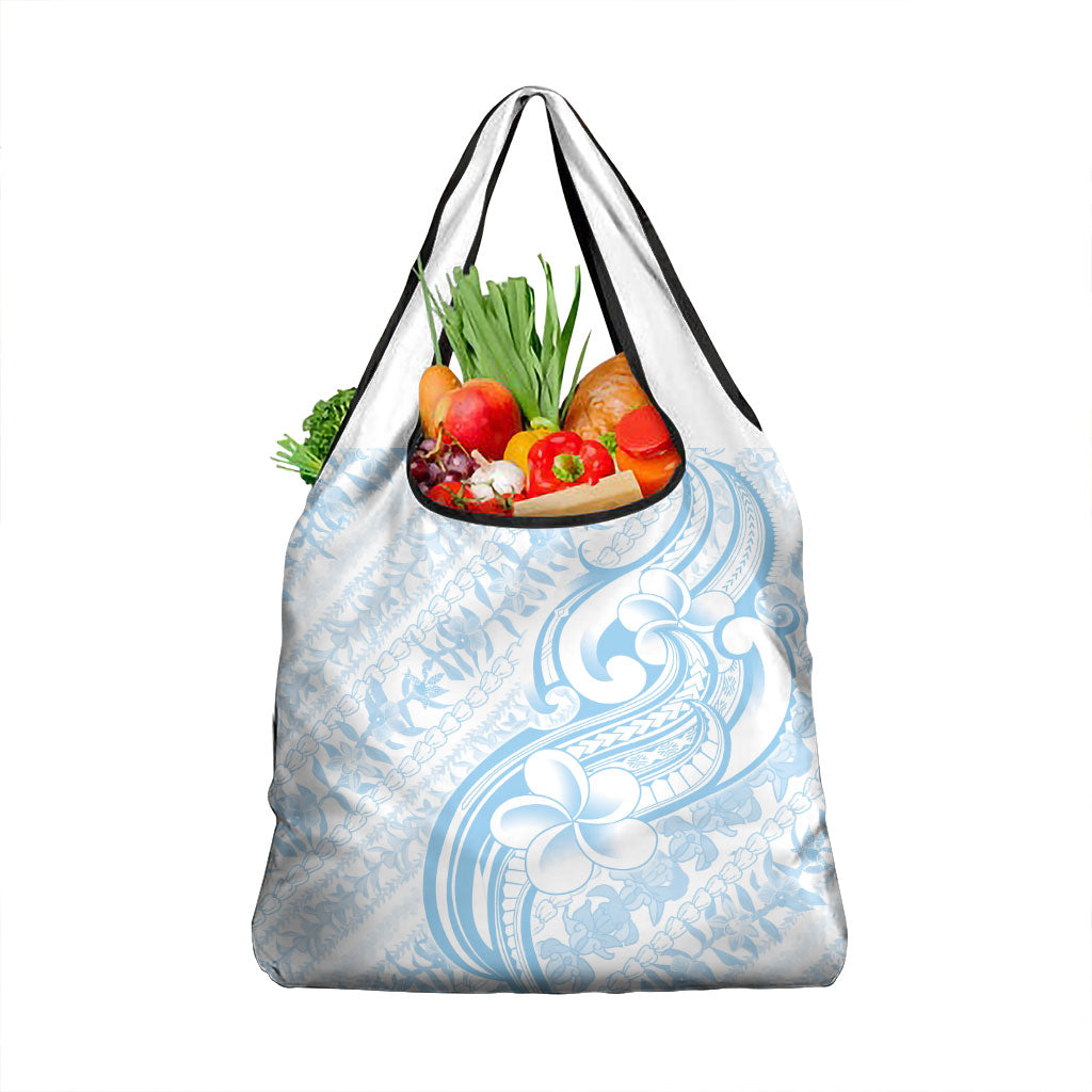 Hawaii Plumeria Lokelani Pikake Lei Grocery Bag Uliuli Polynesian Tattoo LT9 1-pack One Size Blue - Polynesian Pride