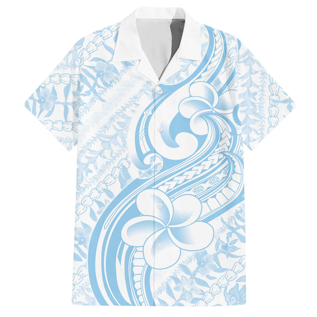 Hawaii Plumeria Lokelani Pikake Lei Hawaiian Shirt Uliuli Polynesian Tattoo LT9 Blue - Polynesian Pride