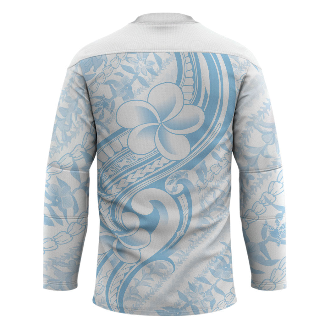 Hawaii Plumeria Lokelani Pikake Lei Hockey Jersey Uliuli Polynesian Tattoo