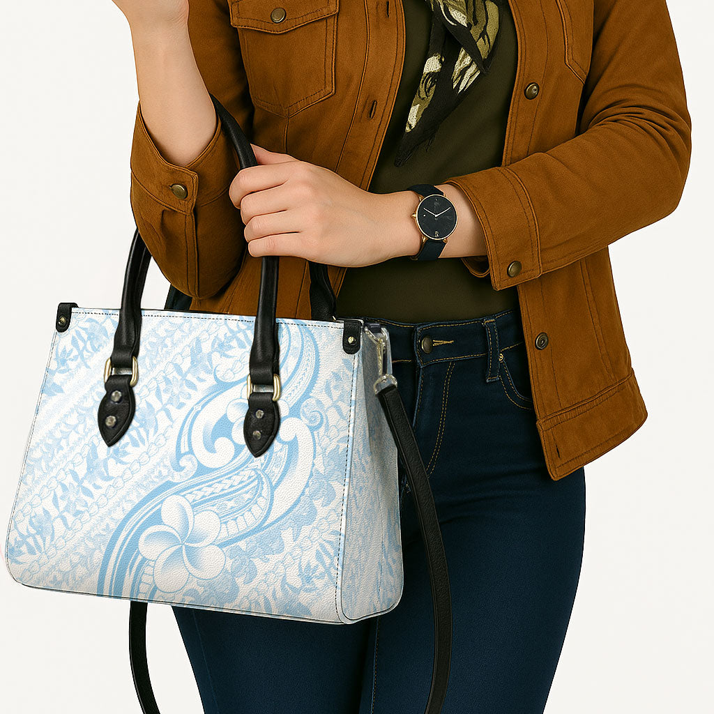 Hawaii Plumeria Lokelani Pikake Lei Leather Bag Uliuli Polynesian Tattoo LT9 - Polynesian Pride
