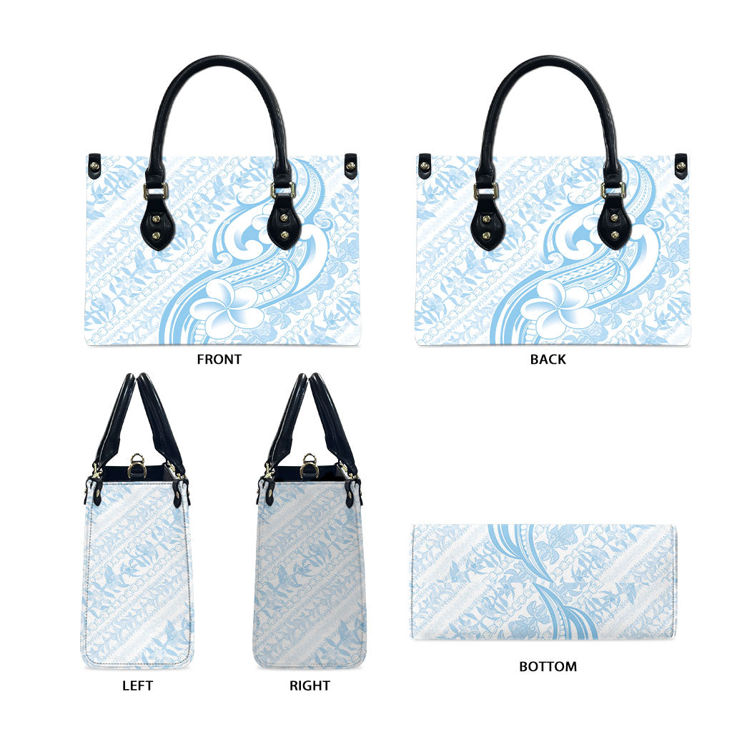 Hawaii Plumeria Lokelani Pikake Lei Leather Bag Uliuli Polynesian Tattoo LT9 - Polynesian Pride