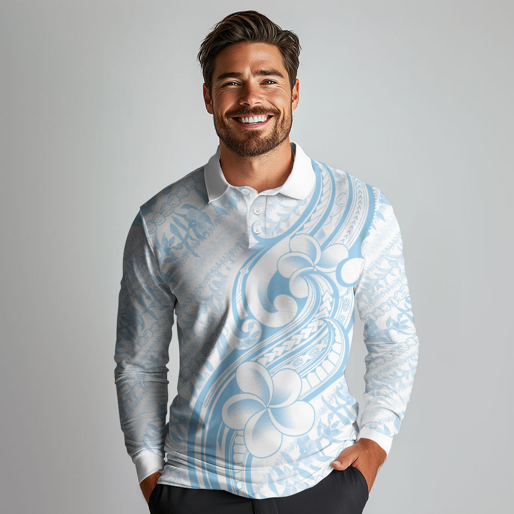Hawaii Plumeria Lokelani Pikake Lei Long Sleeve Polo Shirt Uliuli Polynesian Tattoo LT9 - Polynesian Pride