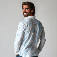 Hawaii Plumeria Lokelani Pikake Lei Long Sleeve Polo Shirt Uliuli Polynesian Tattoo LT9 - Polynesian Pride