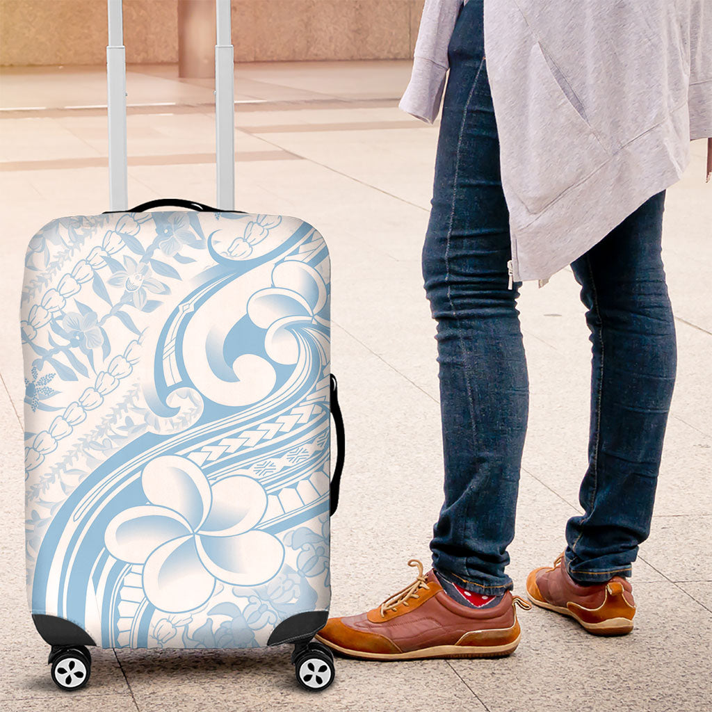 Hawaii Plumeria Lokelani Pikake Lei Luggage Cover Uliuli Polynesian Tattoo LT9 Blue - Polynesian Pride