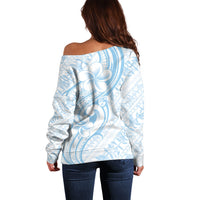 Hawaii Plumeria Lokelani Pikake Lei Off Shoulder Sweater Uliuli Polynesian Tattoo LT9 - Polynesian Pride