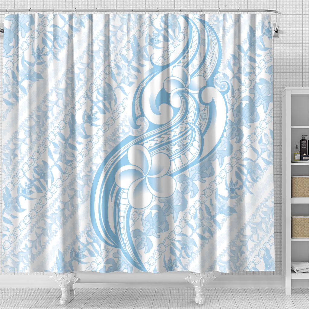 Hawaii Plumeria Lokelani Pikake Lei Shower Curtain Uliuli Polynesian Tattoo