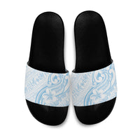 Hawaii Plumeria Lokelani Pikake Lei Slide Sandals Uliuli Polynesian Tattoo LT9 Blue - Polynesian Pride
