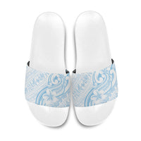Hawaii Plumeria Lokelani Pikake Lei Slide Sandals Uliuli Polynesian Tattoo LT9 Blue - Polynesian Pride