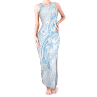 Hawaii Plumeria Lokelani Pikake Lei Tank Maxi Dress Uliuli Polynesian Tattoo LT9 Women Blue - Polynesian Pride