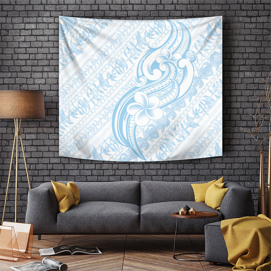 Hawaii Plumeria Lokelani Pikake Lei Tapestry Uliuli Polynesian Tattoo LT9 Blue - Polynesian Pride