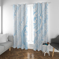 Hawaii Plumeria Lokelani Pikake Lei Window Curtain Uliuli Polynesian Tattoo LT9 With Grommets Blue - Polynesian Pride