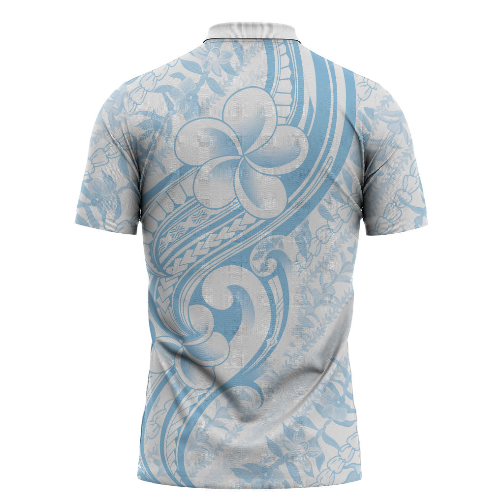 Hawaii Plumeria Lokelani Pikake Lei Zipper Polo Shirt Uliuli Polynesian Tattoo LT9 - Polynesian Pride