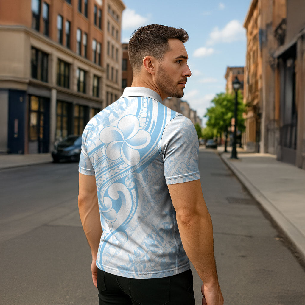 Hawaii Plumeria Lokelani Pikake Lei Zipper Polo Shirt Uliuli Polynesian Tattoo LT9 - Polynesian Pride