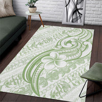 Hawaii Plumeria Lokelani Pikake Lei Area Rug Oma'oma'o Polynesian Tattoo LT9 Green - Polynesian Pride