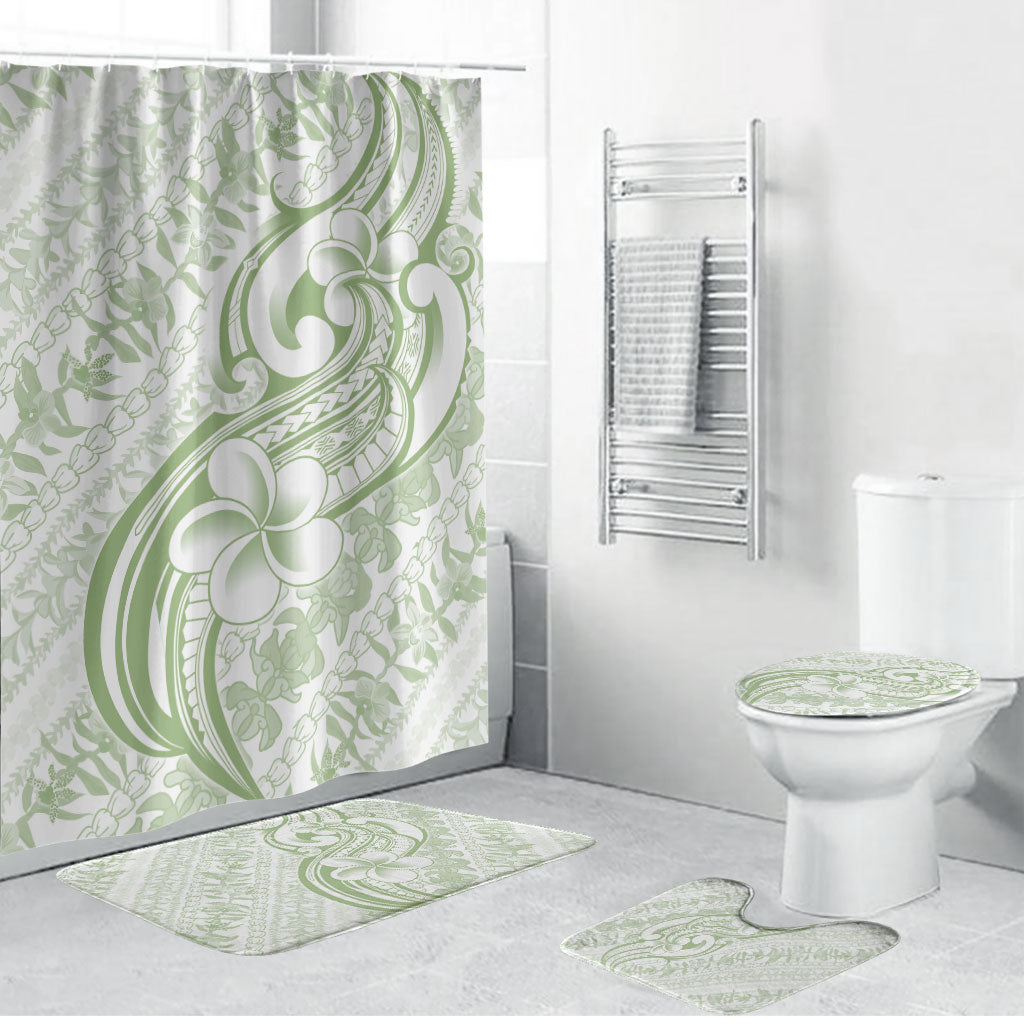 Hawaii Plumeria Lokelani Pikake Lei Bathroom Set Oma'oma'o Polynesian Tattoo LT9 Bathroom Set (4 pcs) Green - Polynesian Pride