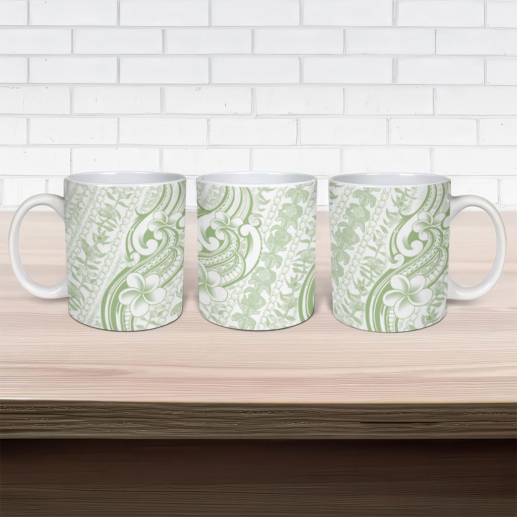 Hawaii Plumeria Lokelani Pikake Lei Ceramic Mug Oma'oma'o Polynesian Tattoo LT9 - Polynesian Pride