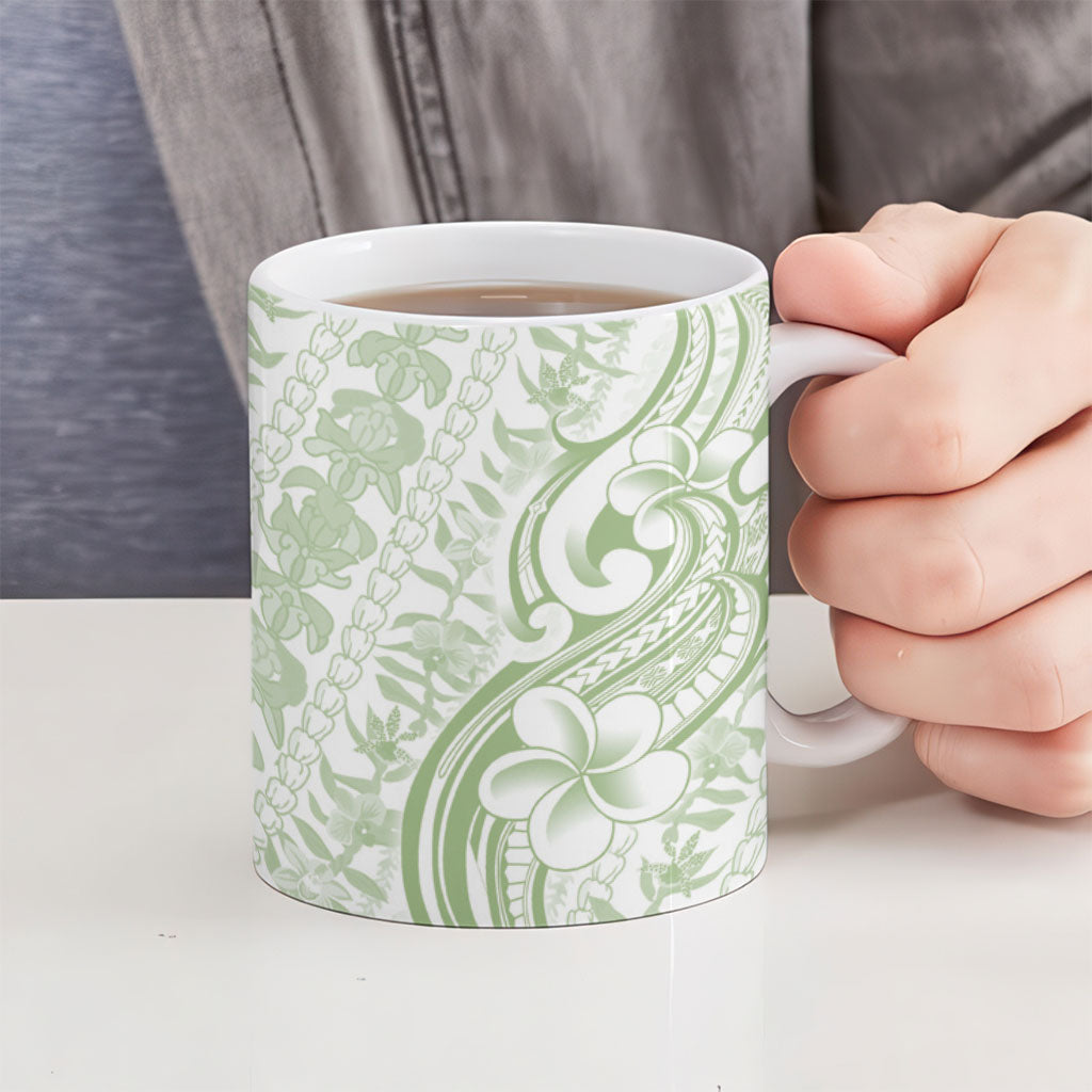 Hawaii Plumeria Lokelani Pikake Lei Ceramic Mug Oma'oma'o Polynesian Tattoo LT9 - Polynesian Pride