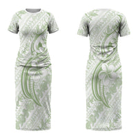 Hawaii Plumeria Lokelani Pikake Lei Couples Matching Short Sleeve Bodycon Dress and Hawaiian Shirt Oma'oma'o Polynesian Tattoo LT9 - Polynesian Pride