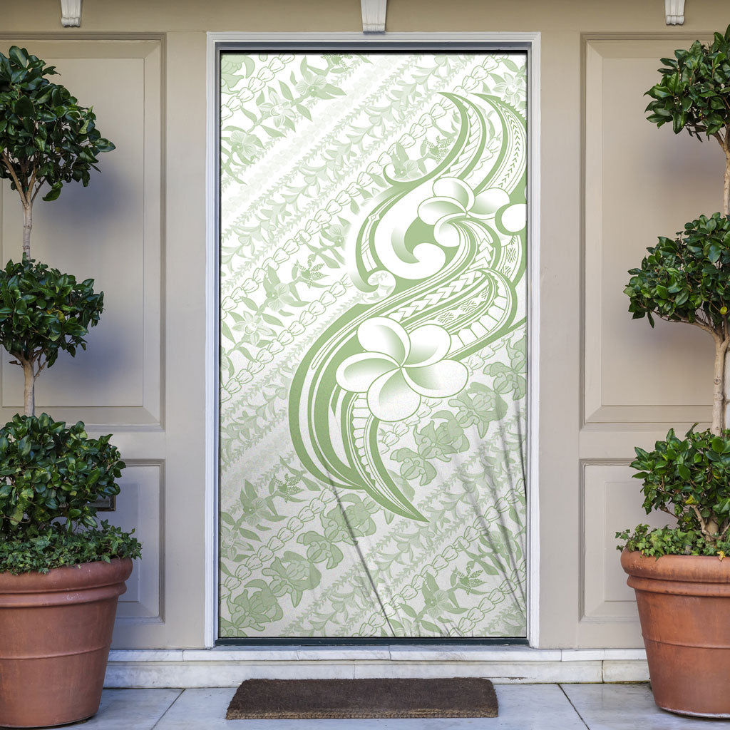 Hawaii Plumeria Lokelani Pikake Lei Door Cover Oma'oma'o Polynesian Tattoo