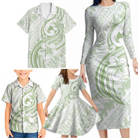 Hawaii Plumeria Lokelani Pikake Lei Family Matching Long Sleeve Bodycon Dress and Hawaiian Shirt Oma'oma'o Polynesian Tattoo LT9 - Polynesian Pride