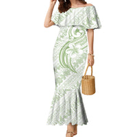 Hawaii Plumeria Lokelani Pikake Lei Family Matching Mermaid Dress and Hawaiian Shirt Oma'oma'o Polynesian Tattoo