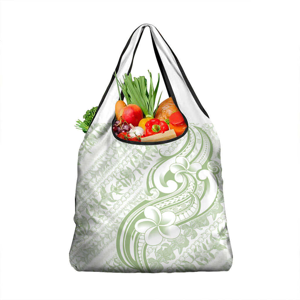Hawaii Plumeria Lokelani Pikake Lei Grocery Bag Oma'oma'o Polynesian Tattoo LT9 1-pack One Size Green - Polynesian Pride
