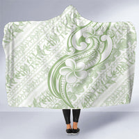 Hawaii Plumeria Lokelani Pikake Lei Hooded Blanket Oma'oma'o Polynesian Tattoo LT9 One Size Green - Polynesian Pride