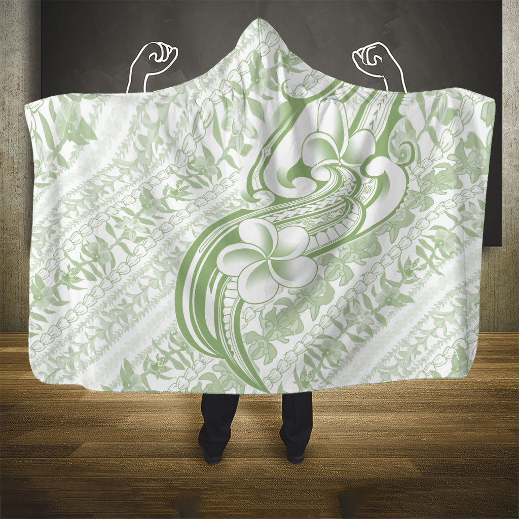 Hawaii Plumeria Lokelani Pikake Lei Hooded Blanket Oma'oma'o Polynesian Tattoo LT9 - Polynesian Pride