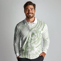 Hawaii Plumeria Lokelani Pikake Lei Long Sleeve Polo Shirt Oma'oma'o Polynesian Tattoo