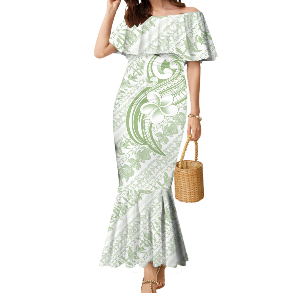 Hawaii Plumeria Lokelani Pikake Lei Mermaid Dress Oma'oma'o Polynesian Tattoo