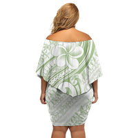 Hawaii Plumeria Lokelani Pikake Lei Off Shoulder Short Dress Oma'oma'o Polynesian Tattoo