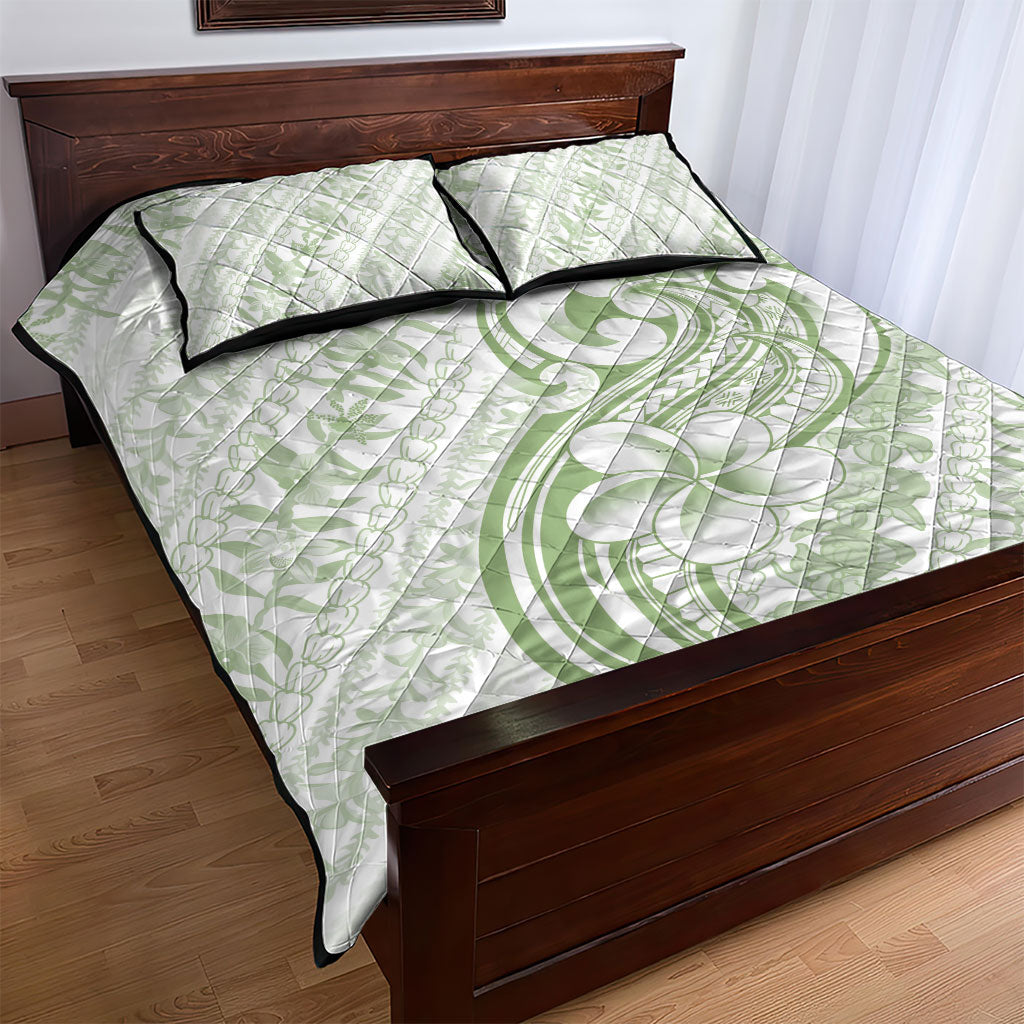 Hawaii Plumeria Lokelani Pikake Lei Quilt Bed Set Oma'oma'o Polynesian Tattoo LT9 - Polynesian Pride