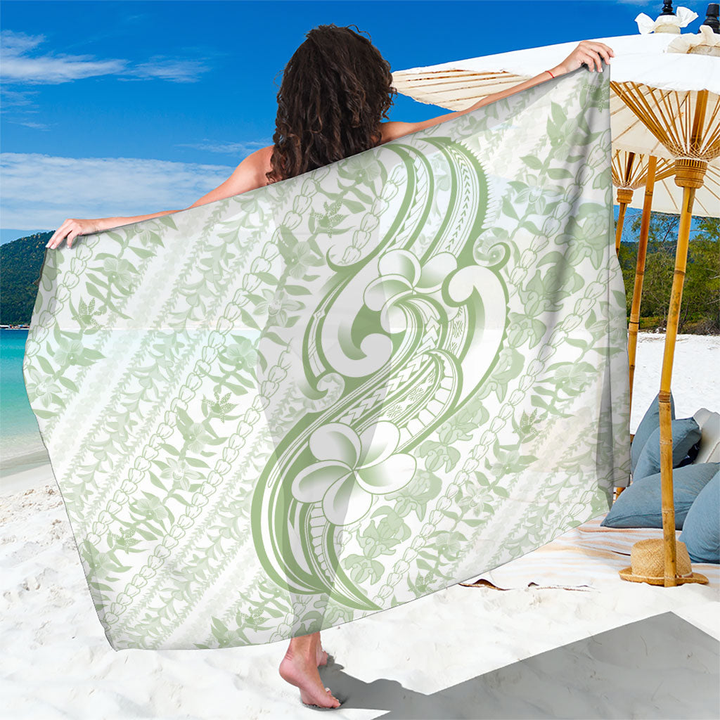 Hawaii Plumeria Lokelani Pikake Lei Sarong Oma'oma'o Polynesian Tattoo LT9 One Size 44 x 66 inches Green - Polynesian Pride