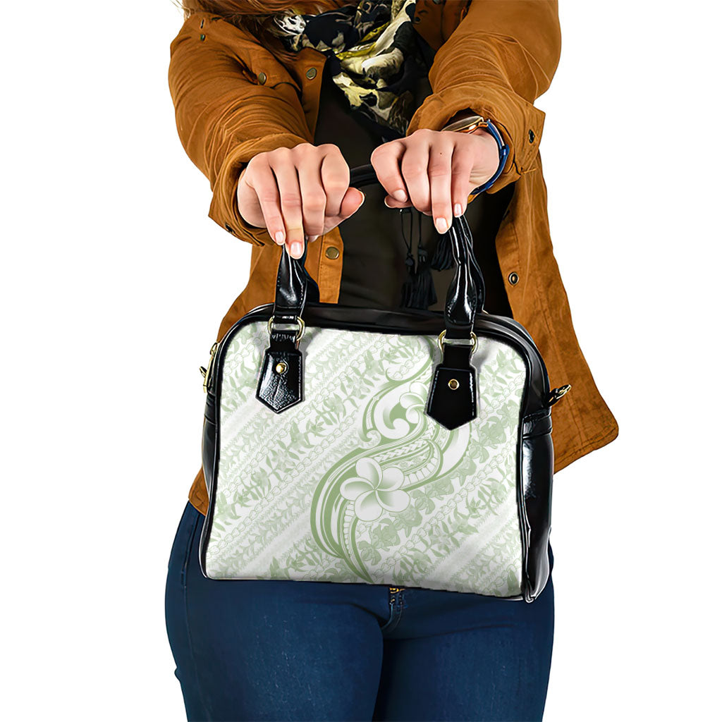 Hawaii Plumeria Lokelani Pikake Lei Shoulder Handbag Oma'oma'o Polynesian Tattoo LT9 One Size Green - Polynesian Pride