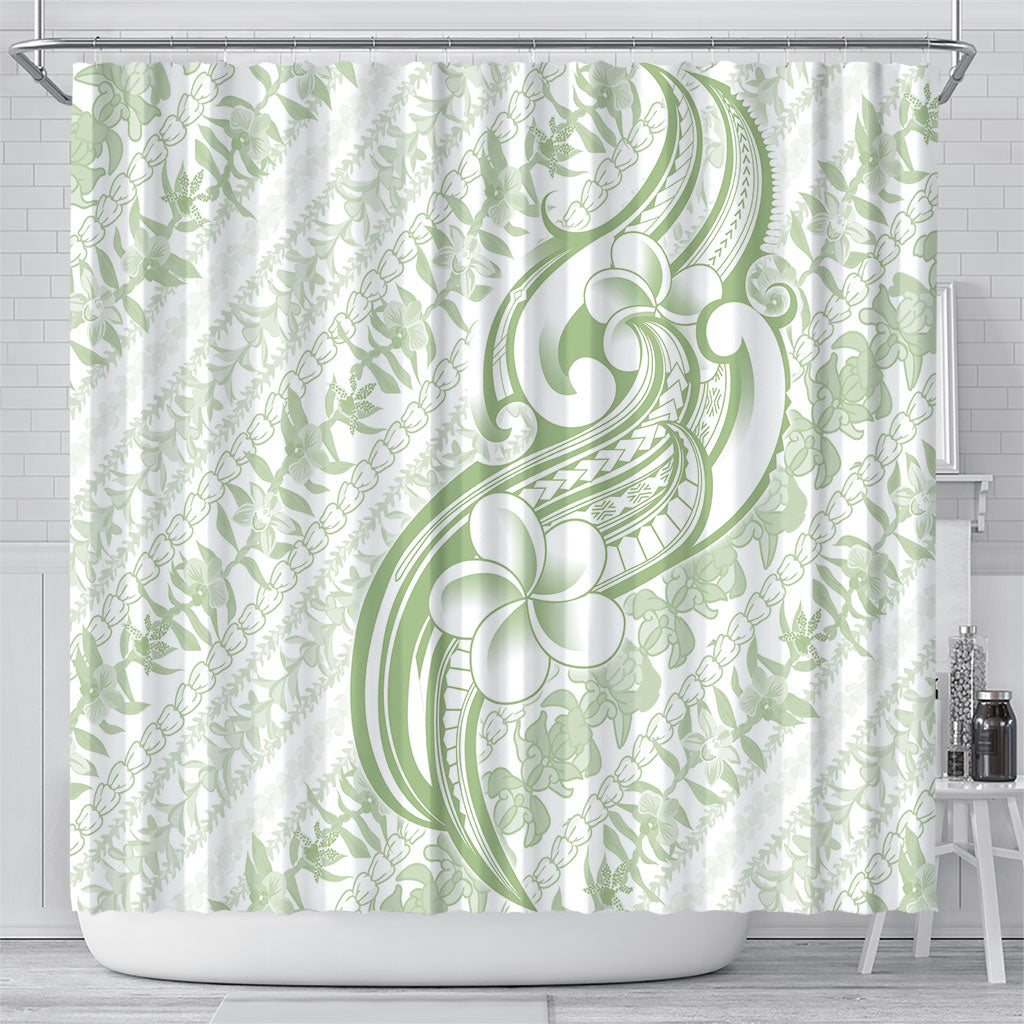 Hawaii Plumeria Lokelani Pikake Lei Shower Curtain Oma'oma'o Polynesian Tattoo LT9 - Polynesian Pride