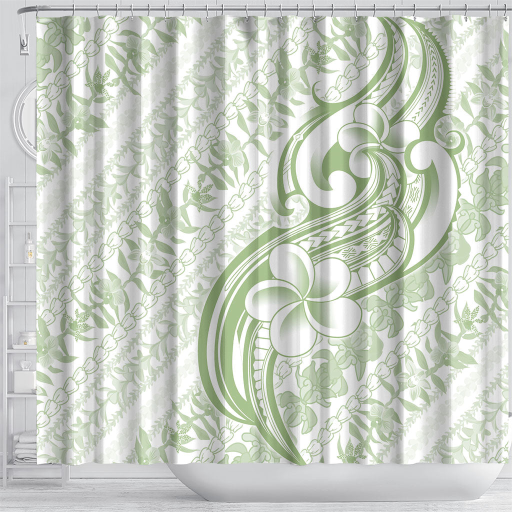 Hawaii Plumeria Lokelani Pikake Lei Shower Curtain Oma'oma'o Polynesian Tattoo LT9 - Polynesian Pride
