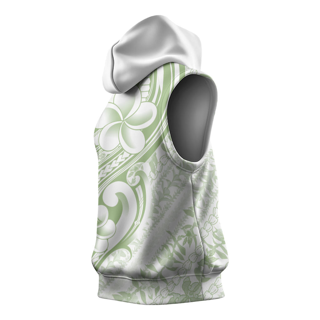 Hawaii Plumeria Lokelani Pikake Lei Sleeveless Hoodie Oma'oma'o Polynesian Tattoo