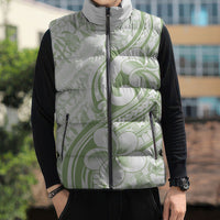 Hawaii Plumeria Lokelani Pikake Lei Sleeveless Puffer Jacket Oma'oma'o Polynesian Tattoo LT9 - Polynesian Pride
