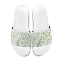 Hawaii Plumeria Lokelani Pikake Lei Slide Sandals Oma'oma'o Polynesian Tattoo LT9 Green - Polynesian Pride