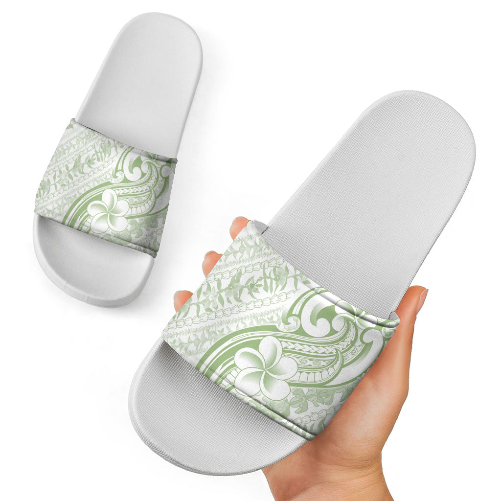 Hawaii Plumeria Lokelani Pikake Lei Slide Sandals Oma'oma'o Polynesian Tattoo LT9 - Polynesian Pride