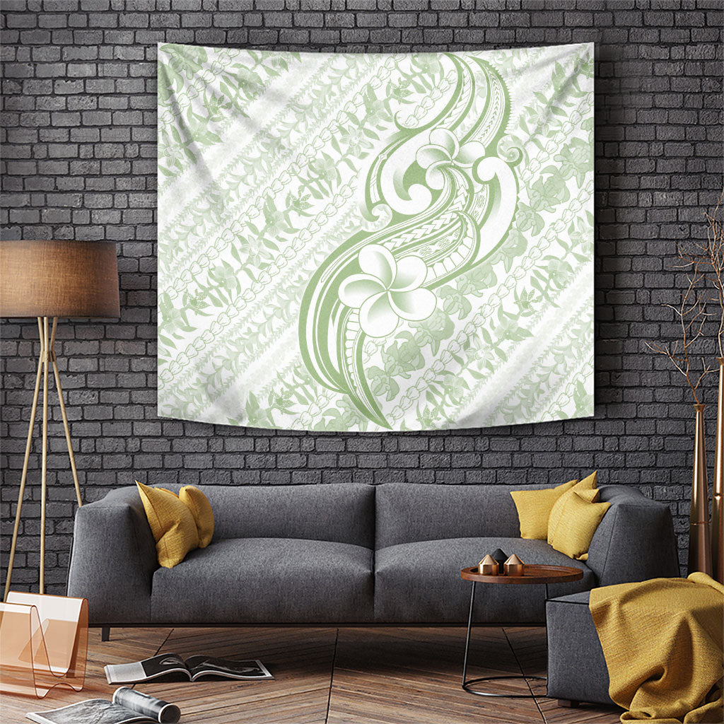Hawaii Plumeria Lokelani Pikake Lei Tapestry Oma'oma'o Polynesian Tattoo LT9 Green - Polynesian Pride